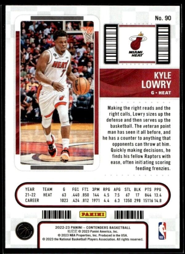 2022 Panini Contenders Miami Heat #90 Kyle Lowry