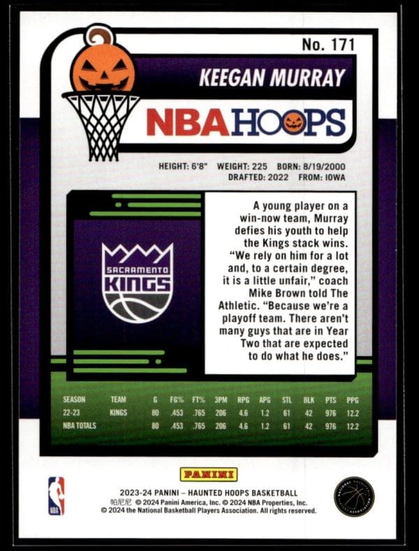 2023 Panini Haunted Hoops Keegan Murray