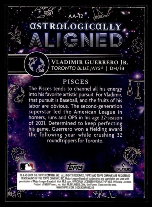 2024 Topps Chrome Cosmic Astrologically Aligned Vladimir Guerrero Jr.