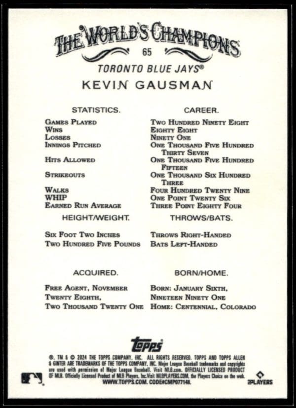 2024 Topps Allen & Ginter Kevin Gausman
