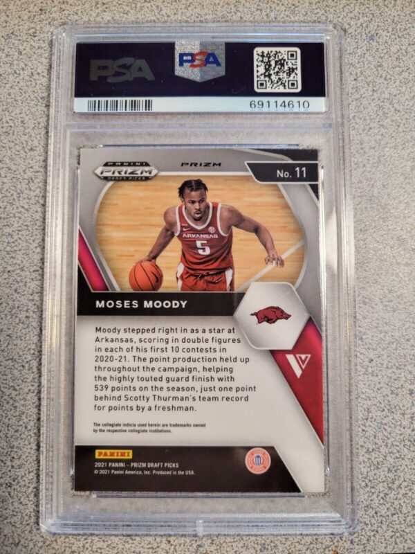 2021 Prizm Draft Picks #11 Moses Moody Variation Purple Wave Prizm PSA 8 RC