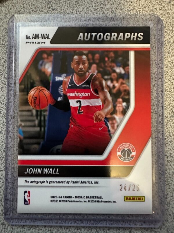 _57 John Wall 2023-24 Mosaic Autographs White Prizm /25 Washington Wizards #AM-WAL