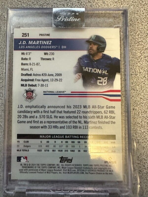 2024 Topps Pristine Refractors #251 J.D. Martinez DODGERS