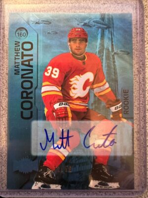 2023-24 Metal Universe Matt Coronato Blue Rookie Auto RC #12/50 Flames