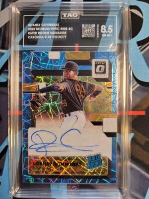2022 Donruss Optic Roansy Contreras Blue Velocity Prizm Auto TAG 89/99