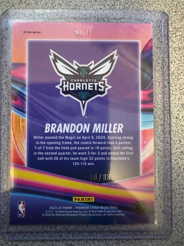 _57 2023-24 Panini Hoops Premium Stock Brandon Miller Anti Gravity /88 Red Scope RC