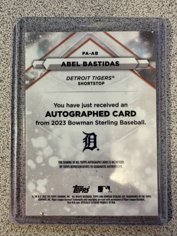 2023 Bowman Sterling Abel Bastidas Orange Refractor On Card Auto /75 Tigers