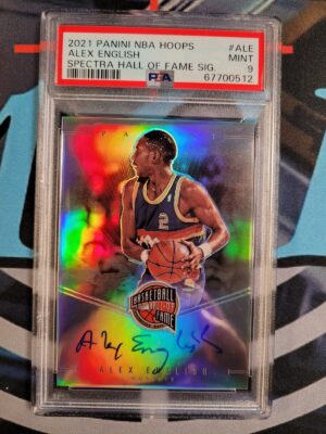 2021 Panini NBA Hoops Alex English #ALE Spectra Hall of Fame Signature PSA 9
