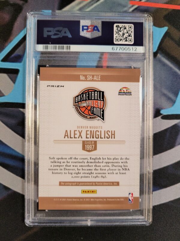 2021 Panini NBA Hoops Alex English #ALE Spectra Hall of Fame Signature PSA 9