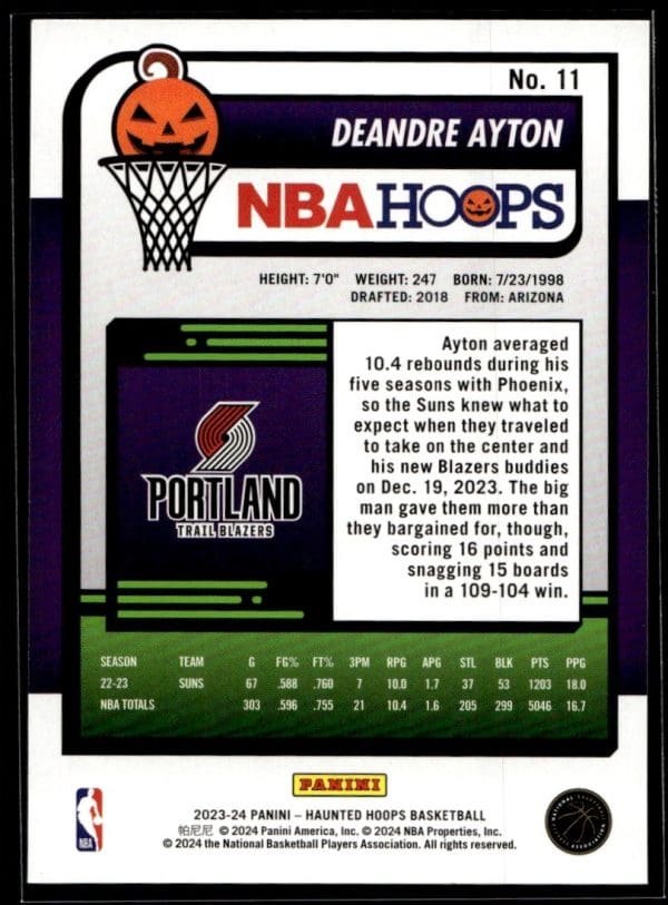 2023 Panini Haunted Hoops Deandre Ayton
