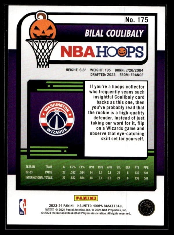 2023 Panini Haunted Hoops Bilal Coulibaly