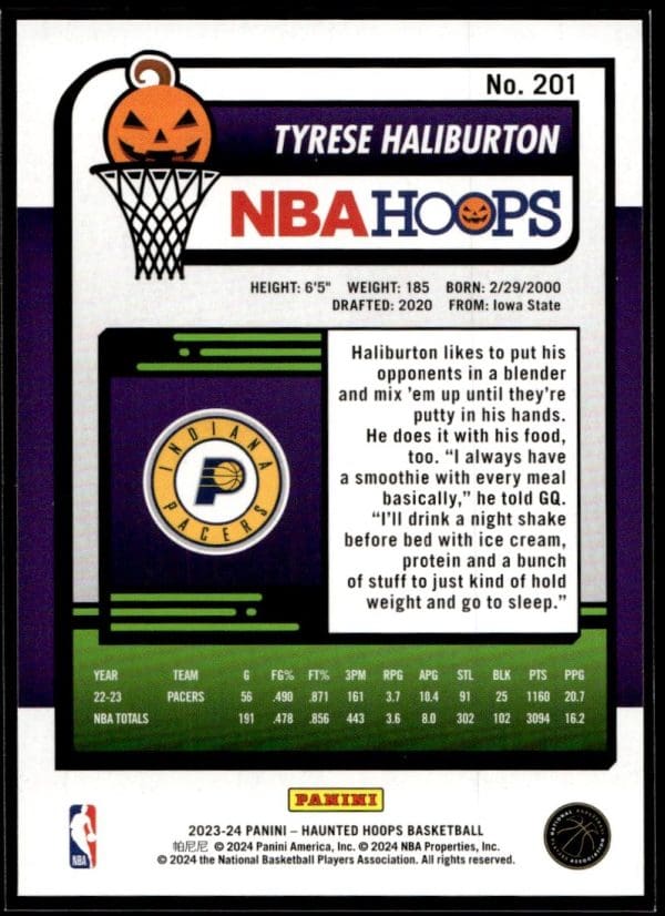 2023 Panini Haunted Hoops Tyrese Haliburton
