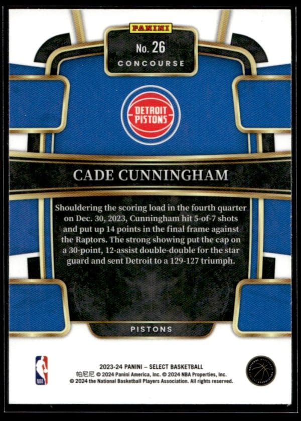 785ae8f0142b4018836b1969edc426a4_back 2023 Panini Select Cade Cunningham