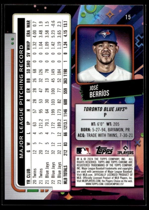 2024 Topps Chrome Cosmic José Berríos