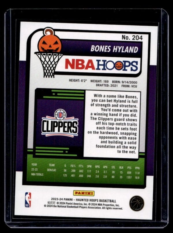 2023 Panini Haunted Hoops Bones Hyland