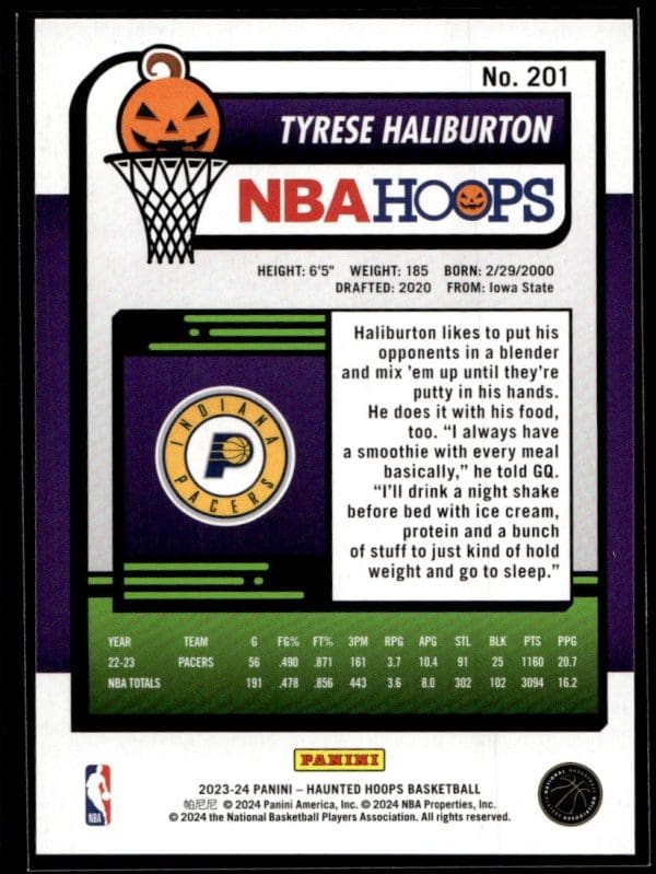 2023 Panini Haunted Hoops Tyrese Haliburton