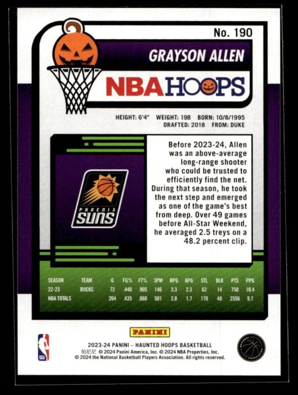 b491ca1407684d84a56db1cb28c038d6_back 2023 Panini Haunted Hoops Grayson Allen