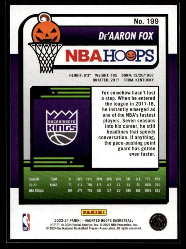 2023 Panini Haunted Hoops De'Aaron Fox