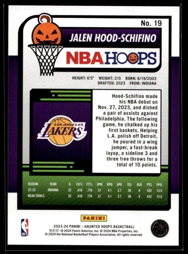 2023 Panini Haunted Hoops Jalen Hood-Schifino