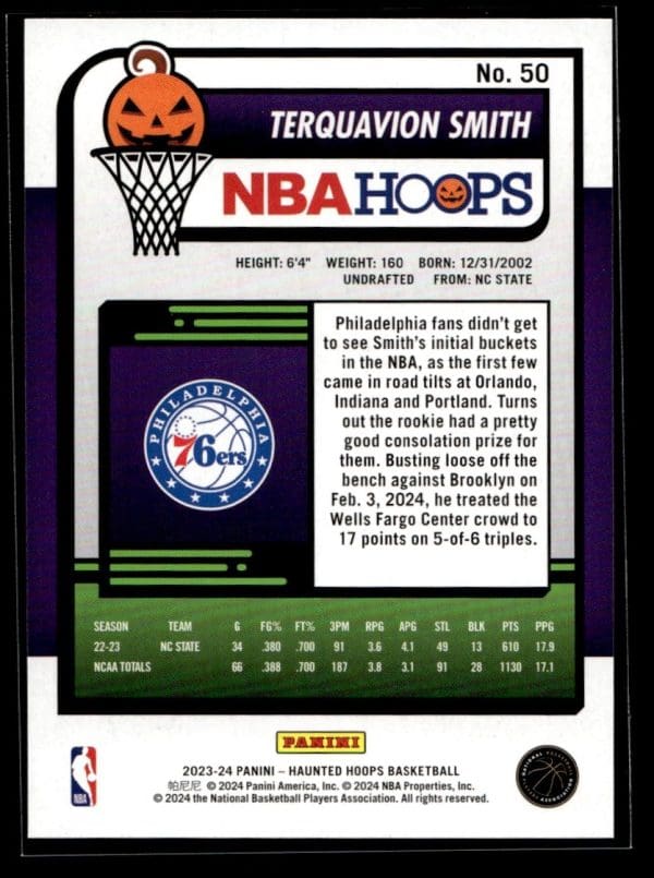 2023 Panini Haunted Hoops Terquavion Smith