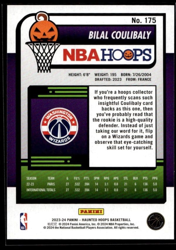 2023 Panini Haunted Hoops Bilal Coulibaly