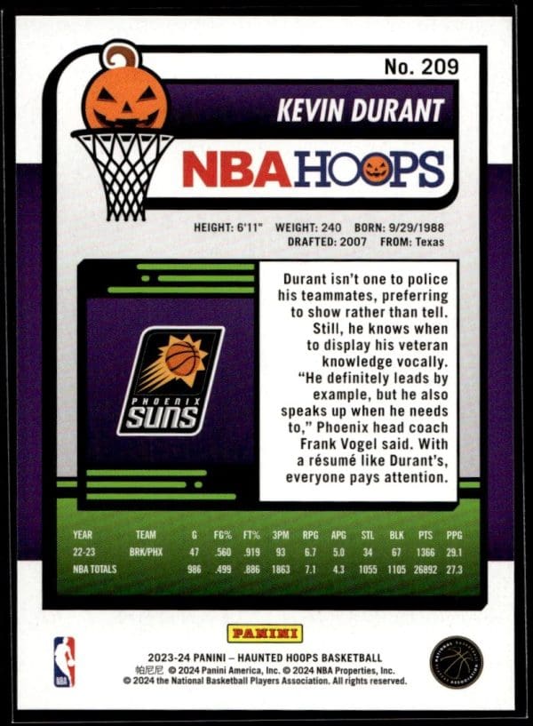 2023 Panini Haunted Hoops Kevin Durant