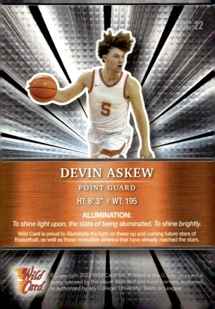 2022 Wild Card Alumination Basketball Edition #ABC-22 Devin Askew (back)