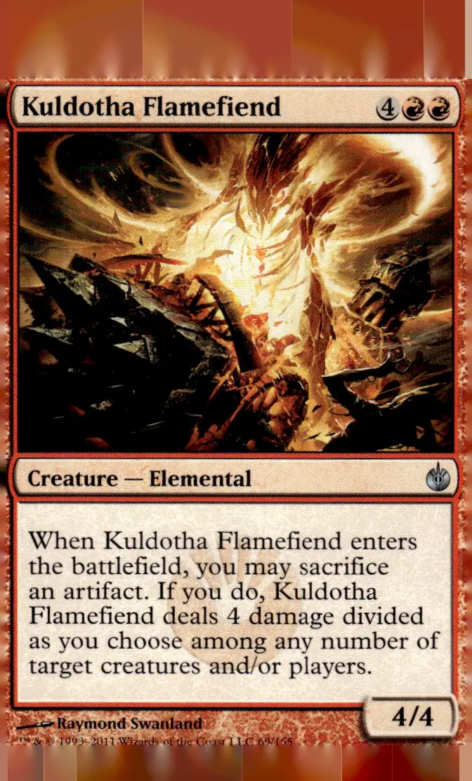 2011 Mirrodin Besieged #69/155 Kuldotha Flamefiend (front)