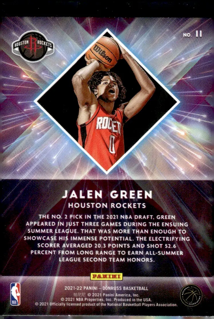 2021-22 Donruss #11 Jalen Green (back)
