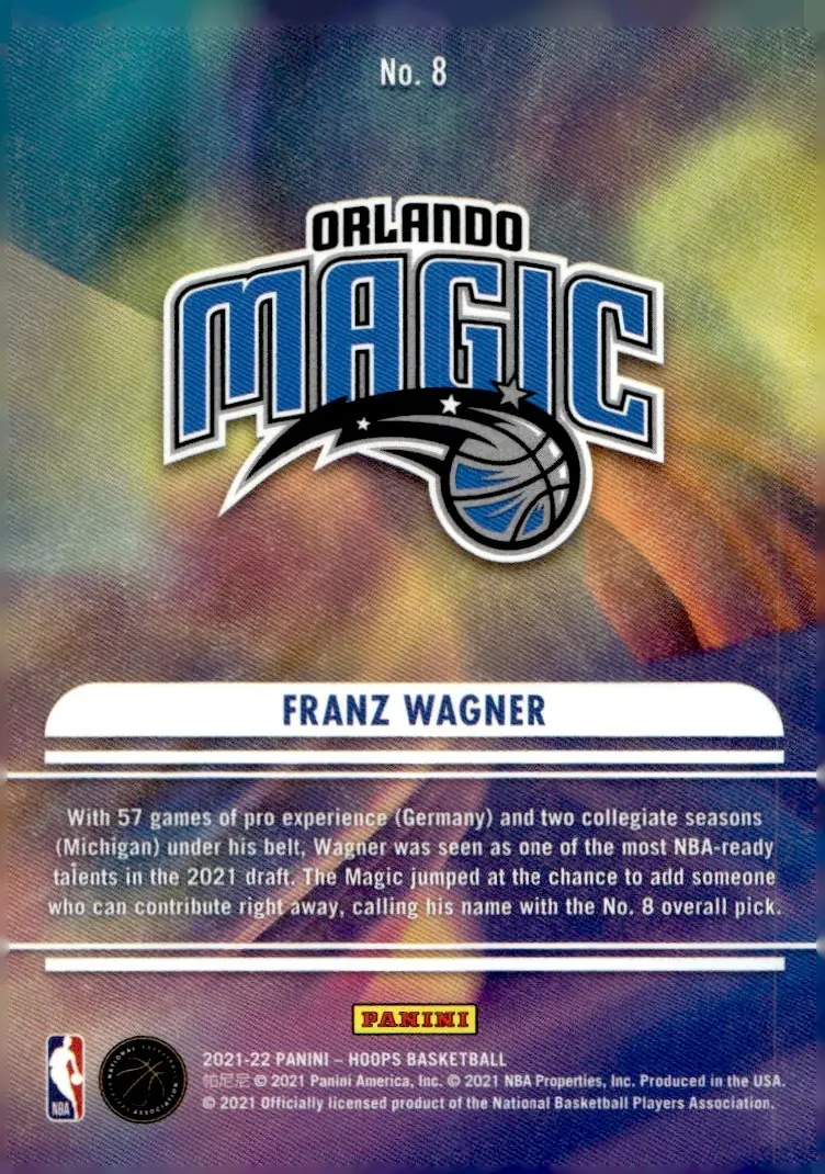 2021-22 NBA Hoops #8 Franz Wagner (back)