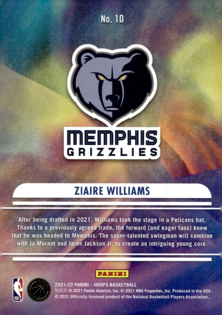 2021-22 NBA Hoops #10 Ziaire Williams (back)