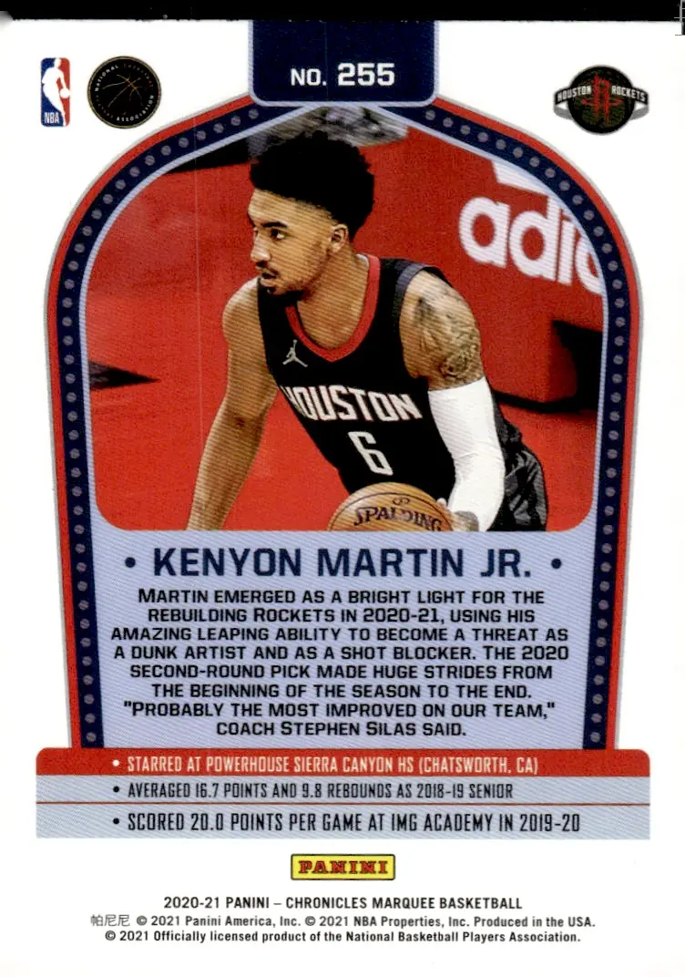 2020-21 Chronicles Basketball #255 Kenyon Martin Jr. (back)