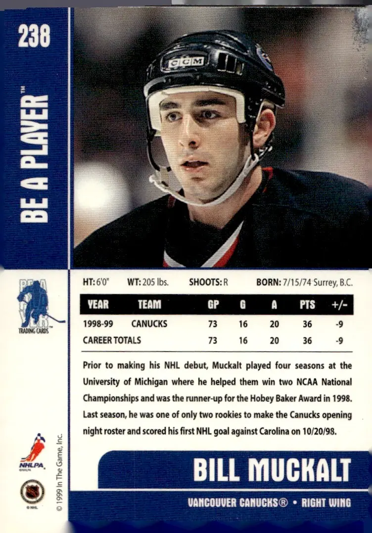 1999-00 Be A Player Memorabilia #238 Bill Muckalt (back)
