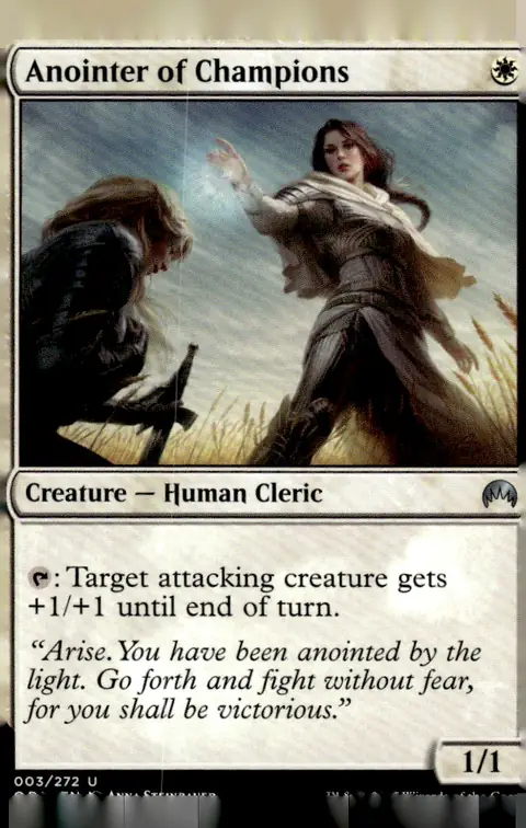 2015 Magic Origins (ORI) #3/272 Anointer of Champions (Creature — Human Cleric, 1/1); art by Anna Steinbauer