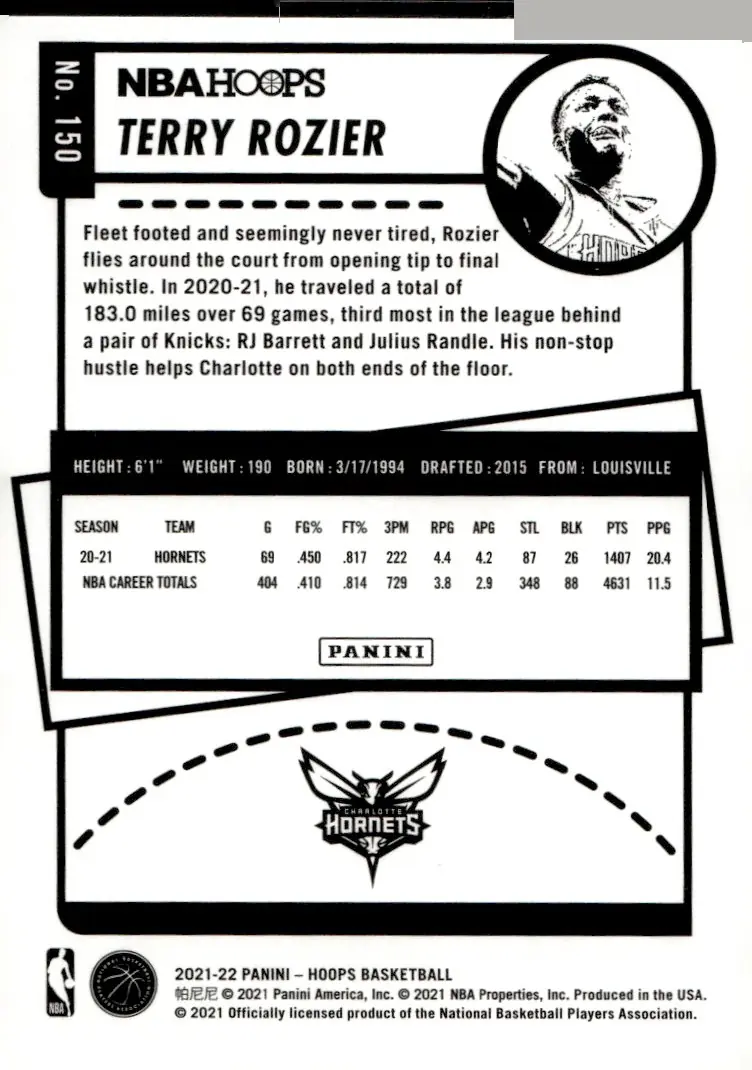 2021-22 NBA Hoops #150 Terry Rozier (back)