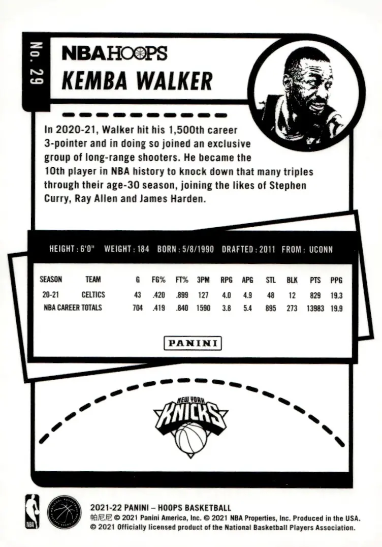 2021-22 NBA Hoops #29 Kemba Walker (back)