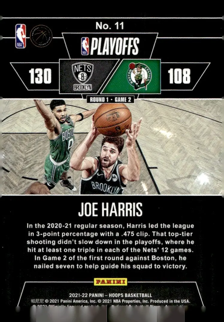 2021-22 NBA Hoops #11 Joe Harris – First Round (back)