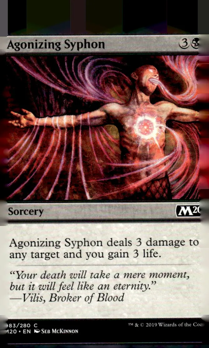 2019 Core Set 2020 (M20) #83 (083/280) Agonizing Syphon (card name); artist Seb McKinnon (front)