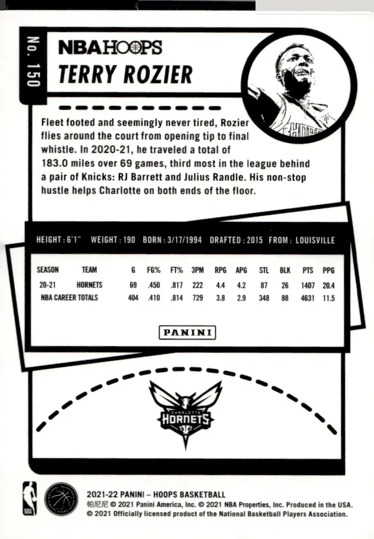 2021-22 NBA Hoops #150 Terry Rozier (back)