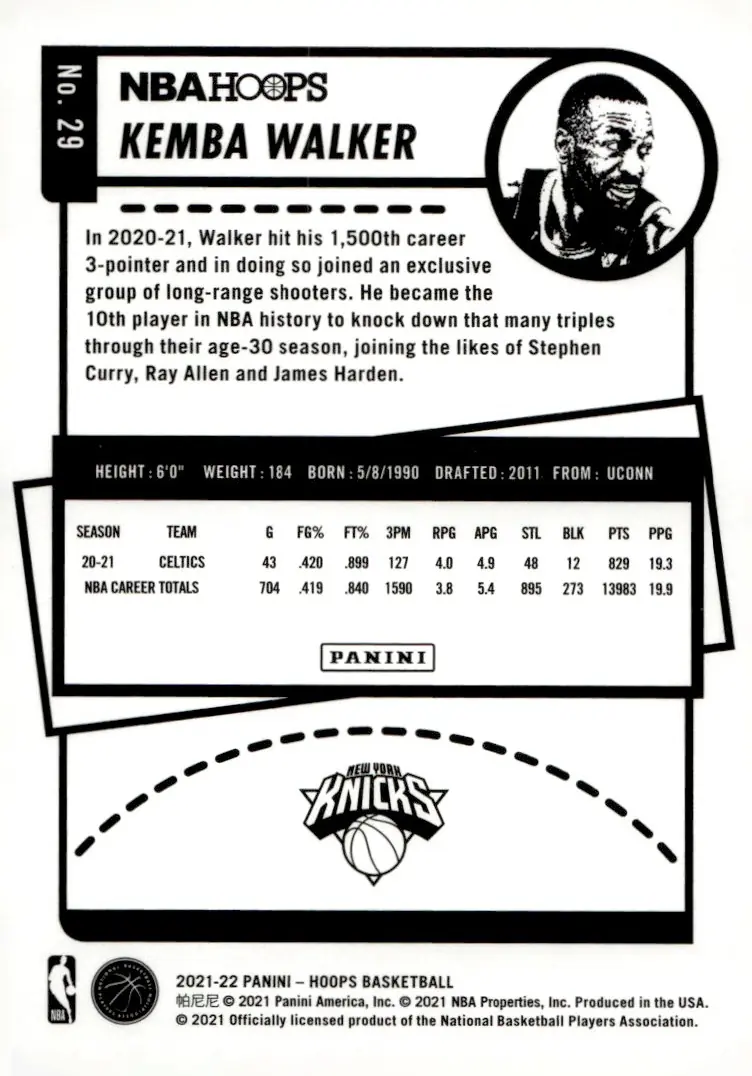 2021-22 NBA Hoops #29 Kemba Walker (back)