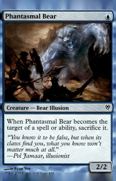 2014 Duel Decks: Jace vs. Vraska #4/88 Phantasmal Bear (Creature — Bear Illusion, 2/2); art by Ryan Yee