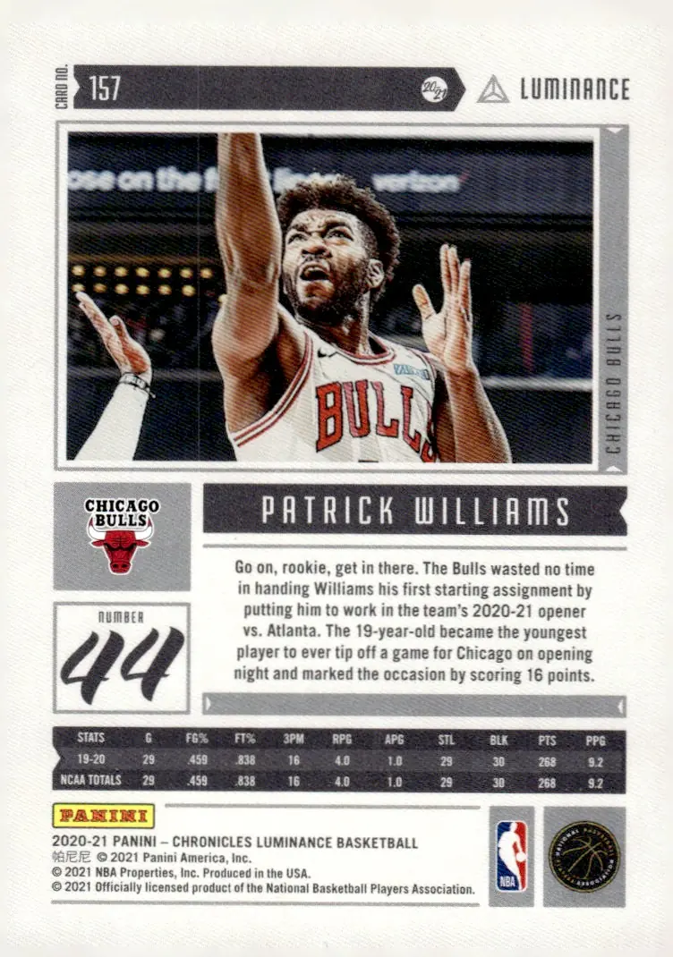 2020-21 Chronicles #157 Patrick Williams (back)