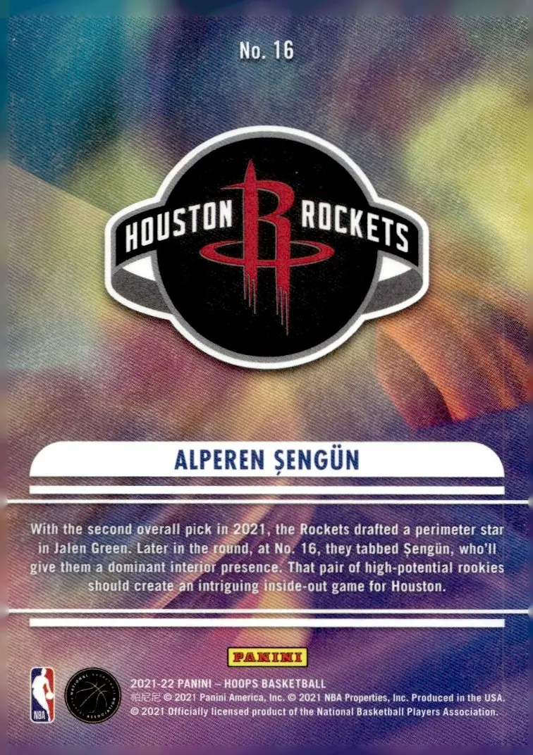 2021-22 NBA Hoops #16 Alperen Şengün (back)