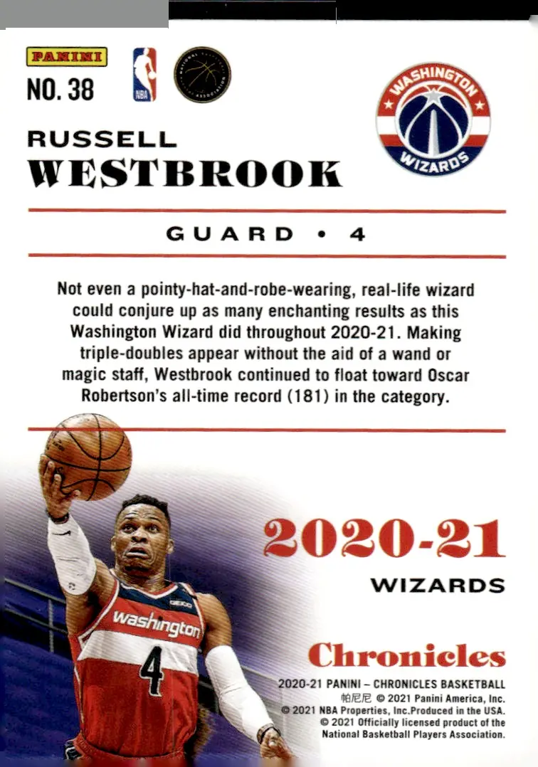 2020-21 Chronicles #38 Russell Westbrook (back)