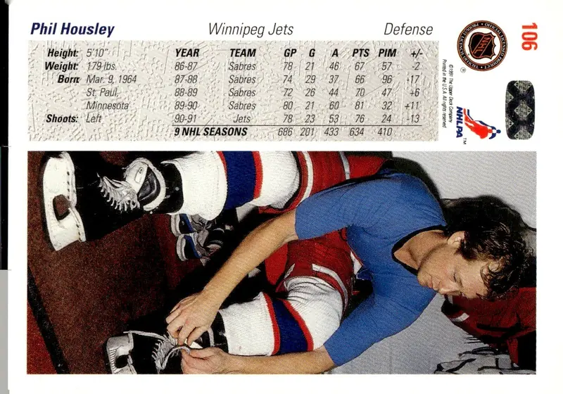 1991-92 Upper Deck #106 Phil Housley (back)