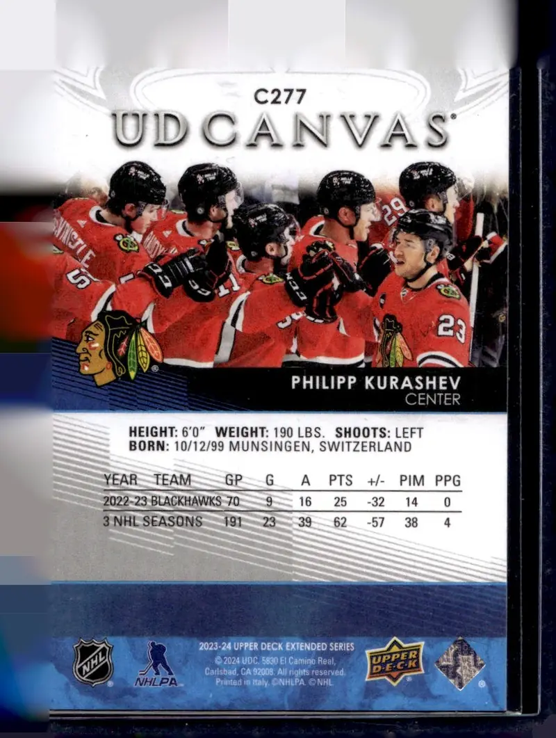 2023-24 Upper Deck Extended Series (Series 3) #C277 Philipp Kurashev – UD Canvas insert (back)