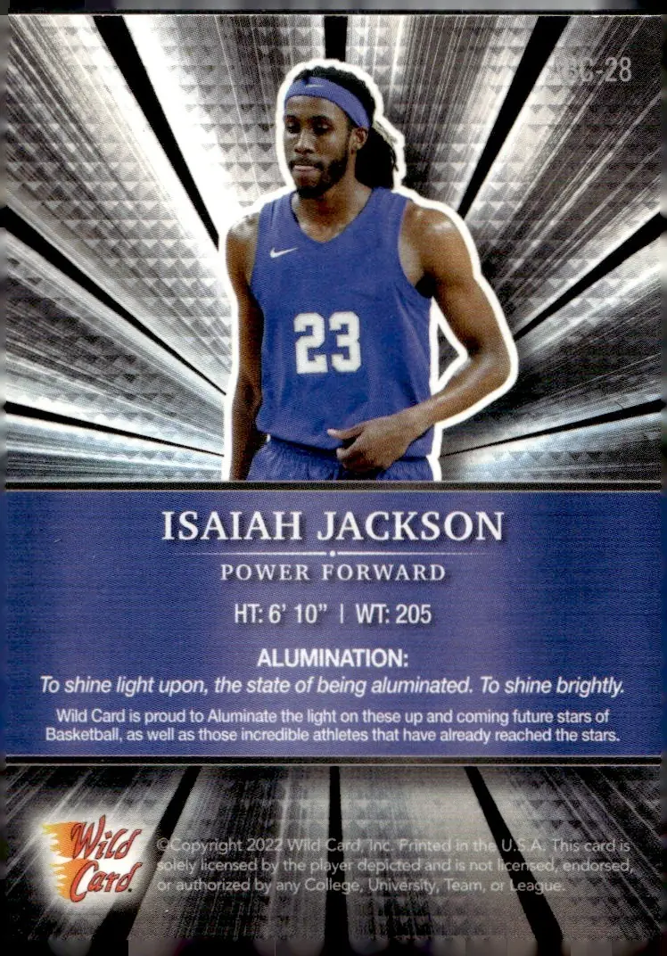 2021-22 Wild Card Alumination Basketball Edition #ABC-28 Isaiah Jackson (back)