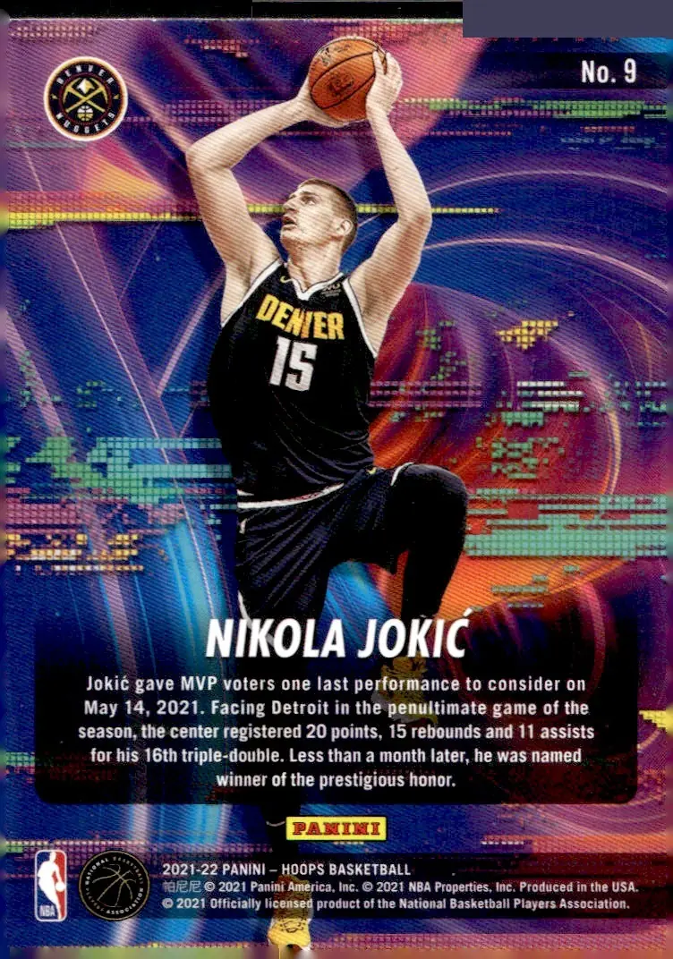 2021-22 NBA Hoops #9 Nikola Jokić (back)