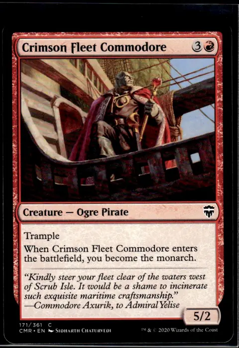 2020 Commander Legends (CMR) #171/361 Crimson Fleet Commodore (Creature — Ogre Pirate); art by Sidharth Chaturvedi