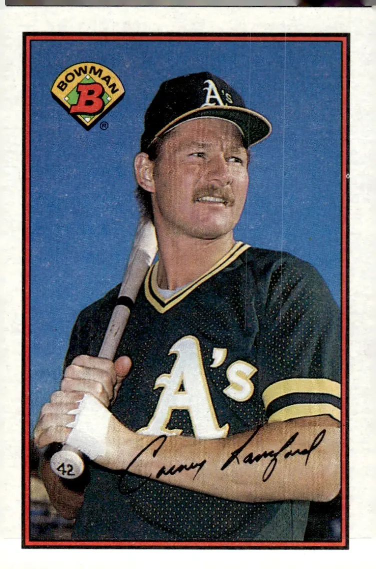1989 Bowman #198 Carney Lansford (front)